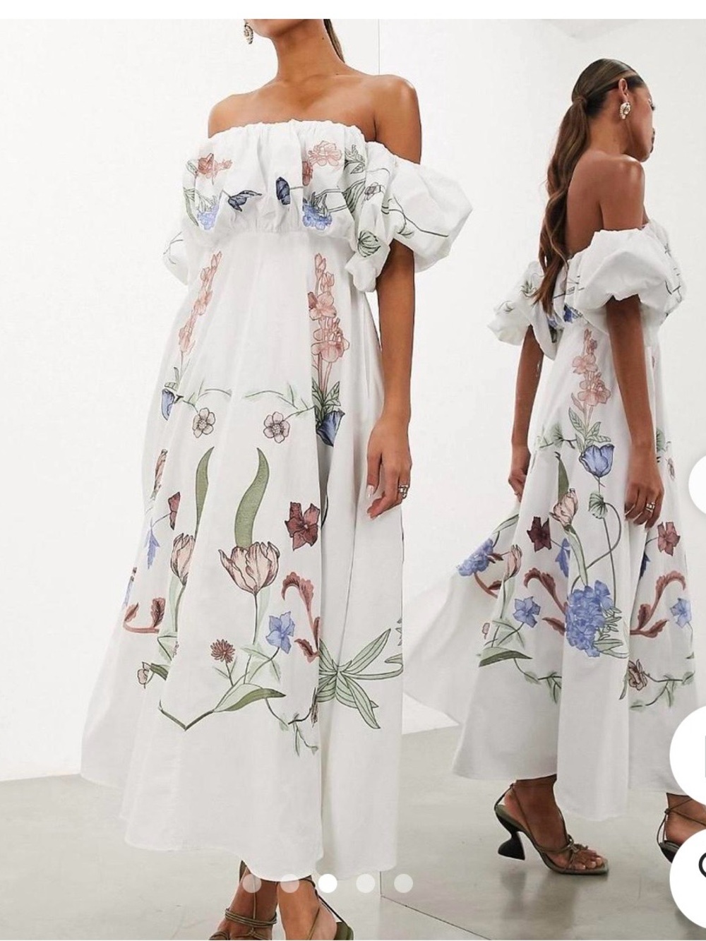 ASOS -edition floral embroidered bardot puff sleeve